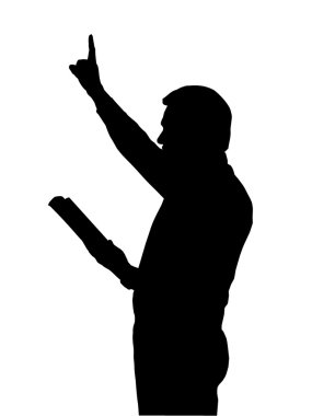 Preacher Teaching from Bible with Raised Arm clipart