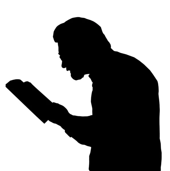 Kurzsichtiger Mann liest aus Buch — Stockvektor