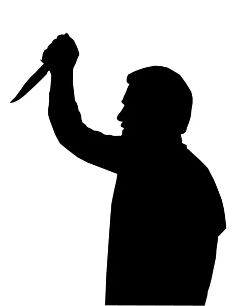 男子用刀刺死受害者的剪影 — 图库矢量图片