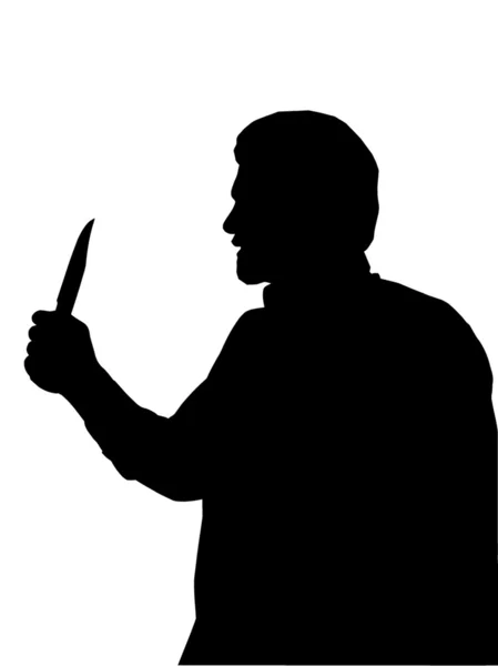 Silhouette de l'homme tenant couteau — Image vectorielle