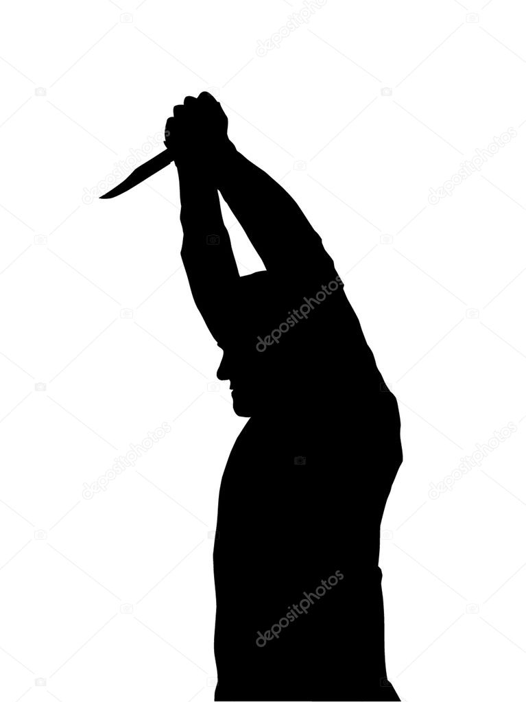Silhouette of man Stabbing Victim