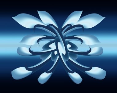 Unique Artistic Blue and White Flower Motif clipart