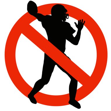 Football Player Silhouette on Traffic Prohibition Sign clipart