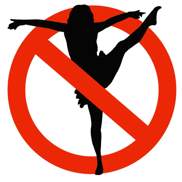 交通禁止标志上的舞者剪影 — 图库照片