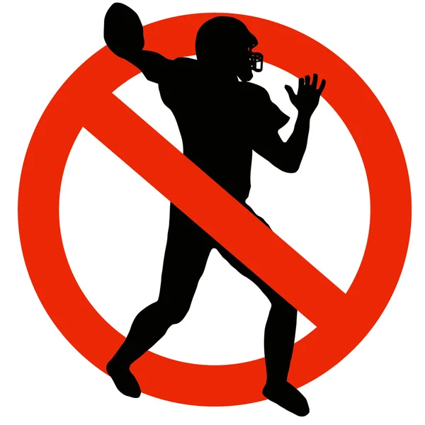足球球员剪影上交通禁止标志 — 图库照片