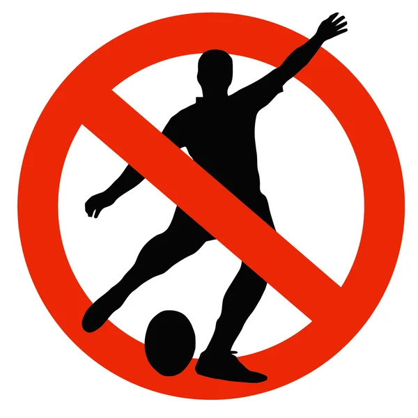 Silhueta de jogador de rugby no sinal de proibição de tráfego — Fotografia de Stock