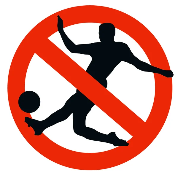 Silueta de jugador de fútbol en señal de prohibición de tráfico —  Fotos de Stock
