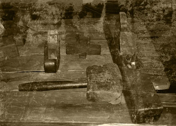Retro Picture Ferramentas de madeira do século XIX — Fotografia de Stock