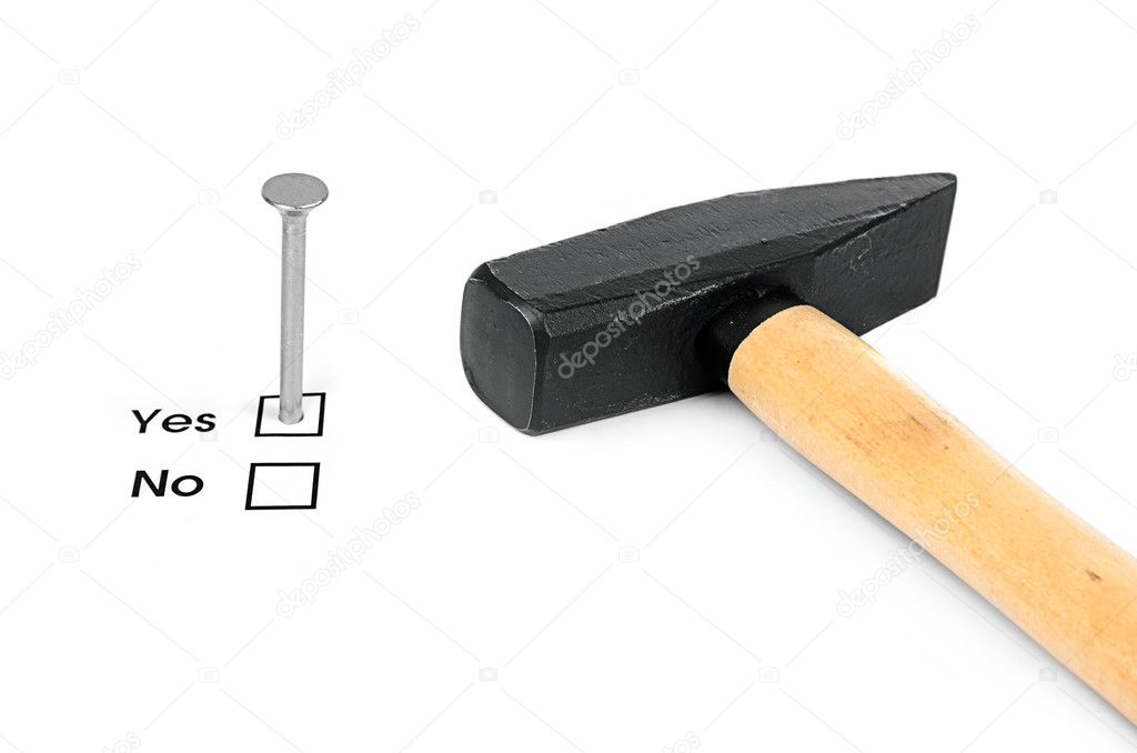 Nail which mark checkbox and hammer