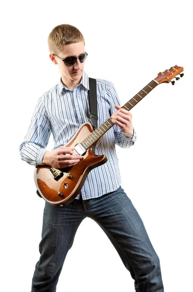 Kytarista hrát na kytaru — Stock fotografie