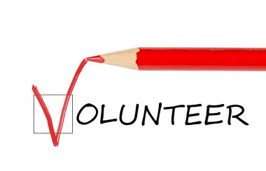 Volunteer message and red pencil clipart