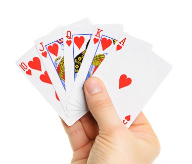 Playing cards in hand clipart