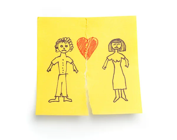 Έννοια «Διαζύγιο» που σκιαγραφούνται σε κολλώδη σημείωση χαρτί — Φωτογραφία Αρχείου