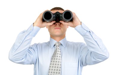 Male looking with binoculars clipart