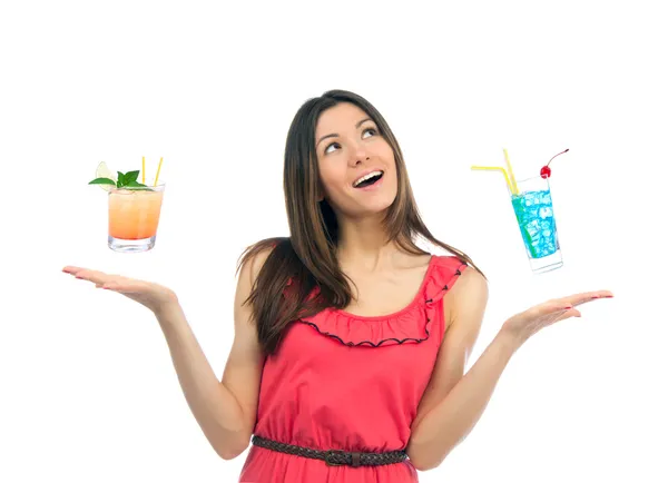Young woman with cocktails margarita — Stock Photo, Image