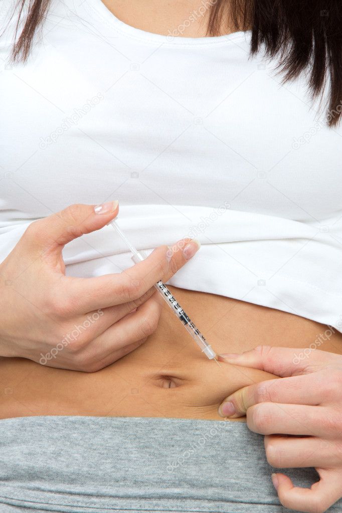 Diabetes patient make a subcutaneous insulin injection