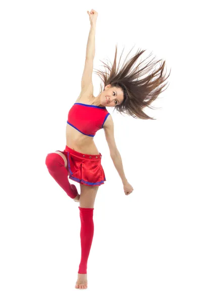 stock image Dancer from cheerleading team dancing and jumping