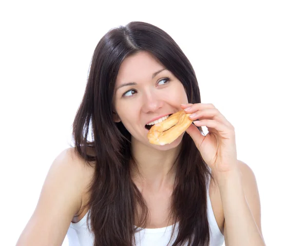 Mujer disfrutar donut —  Fotos de Stock