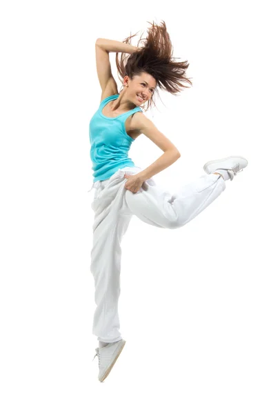 Modern slim hip-hop style woman dancer dancing — Stock Photo, Image