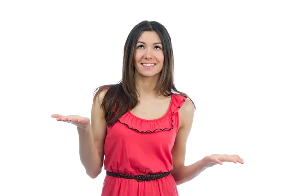 Jonge mooie vrouw jongleren hand standpunt — Stockfoto