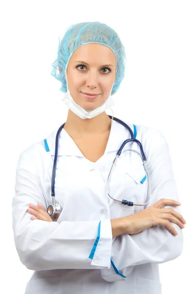 Young woman doctor or nurse assistant with stethoscope — Stock Photo, Image