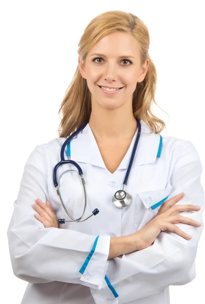 Jonge vrouw arts met stethoscoop — Stockfoto