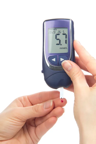 Diabetik měření glukózy úroveň krevní test — Stock fotografie