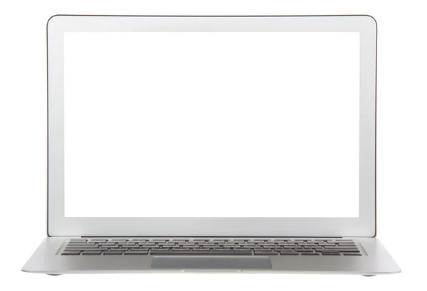 Modern popular laptop keyboard with white screen — Stock Photo, Image