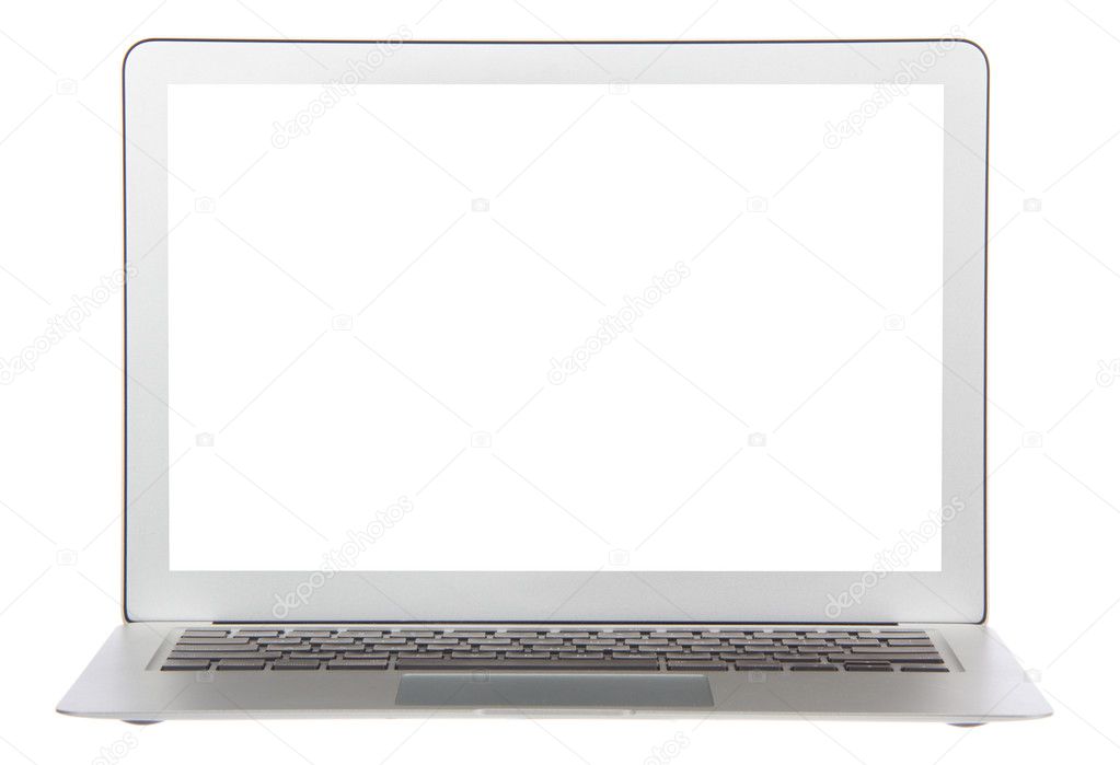 Modern popular laptop keyboard with white screen