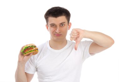 genç adamın lezzetli lokanta sağlıksız burger