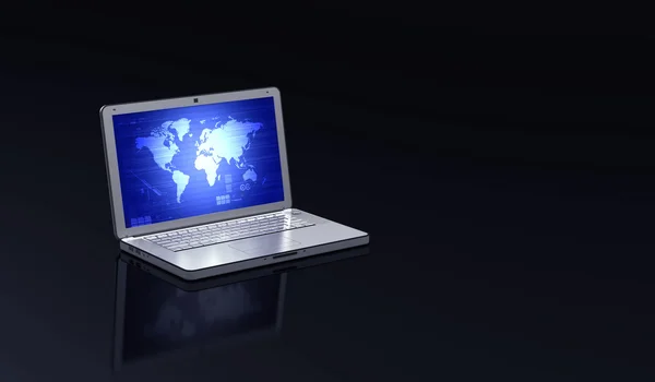 Elegancki laptop z czarnym tłem — Zdjęcie stockowe