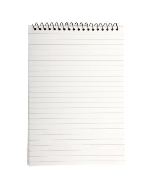 Binder note book with empty striped page isolated on white backg clipart