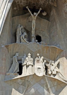 gaudi tarafından heykeller. Sagrada familia Kilisesi. Barcelona, İspanya.