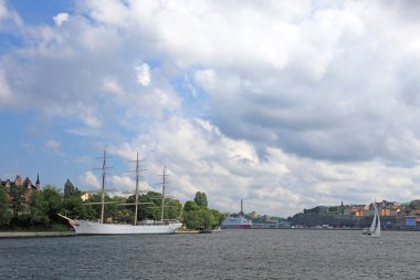 Stockholm harbor view, İsveç, Avrupa.