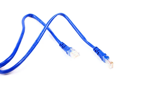 Blue UTP network cable isolated on white background. Studio shot — Stock Photo, Image