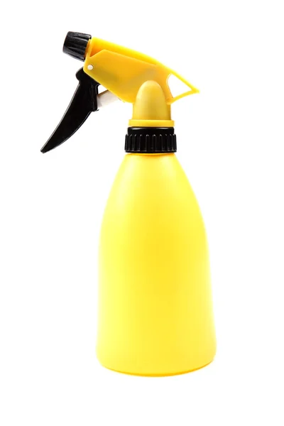 Gelb mit schwarzem Kunststoff-Wassersprüher isoliert auf weißem Backgr — Stockfoto