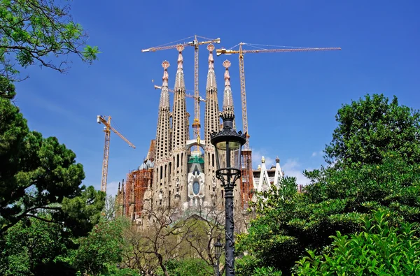 Réverbère dans le parc près de la Sagrada Familia. Barcelone, Espagne . — Photo