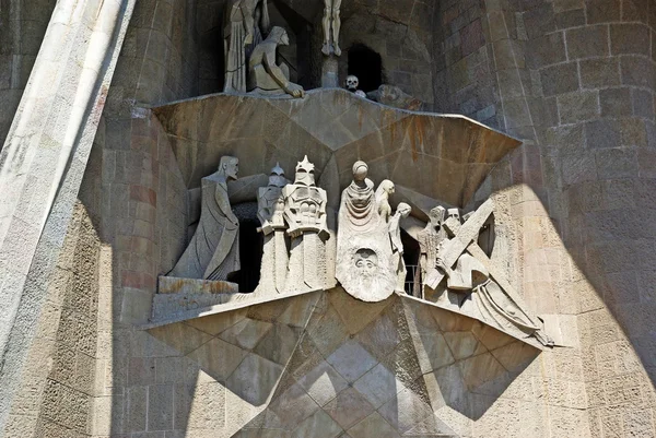 stock image Sculptures by Gaudi. Sagrada Familia church. Barcelona, Spain.