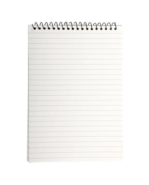 Livro de notas de encadernação com página listrada vazia isolada em backg branco — Fotografia de Stock