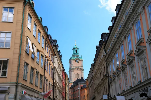 Eski stockholm dar sokak. İsveç Avrupa. — Stok fotoğraf