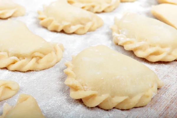 stock image Close up shot of dumplings during prepare process.