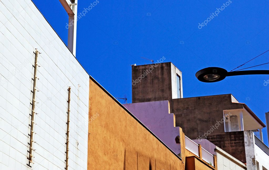 Modern buildings and street light. lloret de Mar, Spain.