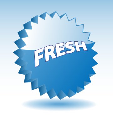 3D blue vector star badge with word fresh for marketing, promoti clipart