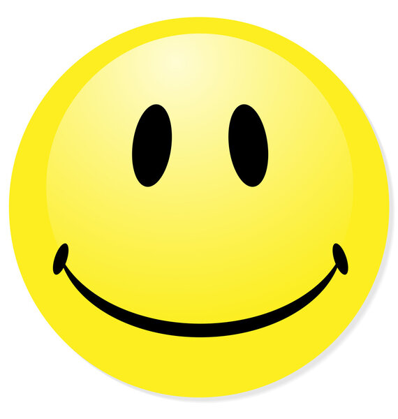 Vector smiley yellow emoticon. Perfect for icon, button, badge.