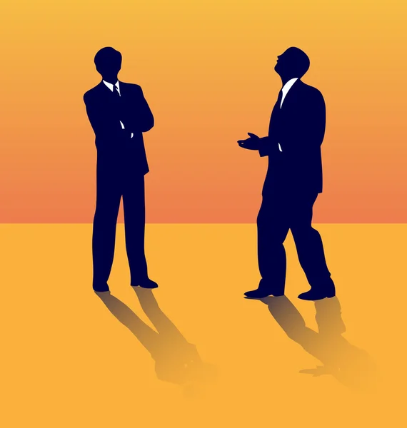 Deux silhouettes d'affaires de parler de perte d'emploi . — Image vectorielle
