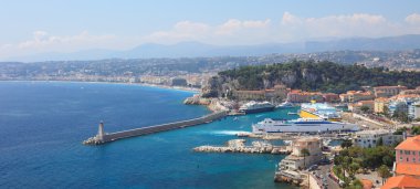 Panoramic view of harbor of the city of Nice. clipart