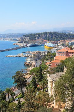 View of harbor of the city of Nice with cruise ships. clipart