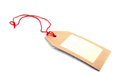 fiyat kahverengi kırmızı iple whit üzerinde izole karton etiket