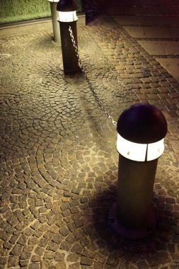 Modern street light. Copenhagen at night, Denmark, Europe. clipart
