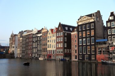 amsterdam, Hollanda, Avrupa'nın eski tarihi evleri.